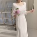 ワンピース ドレス ロング丈 大人可愛い お洒落 ウエストマーク オルチャン 韓国 ファッション オシャレ ママ  お出かけ 女子会 インスタ映え　カジュアル お出かけ 女子会 デート 体型カバー 休日 普段使い 10代 20代 30代