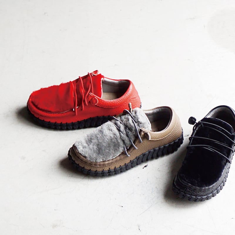 Estacion エスタシオン ファー×レザーレースアップシューズ XA618