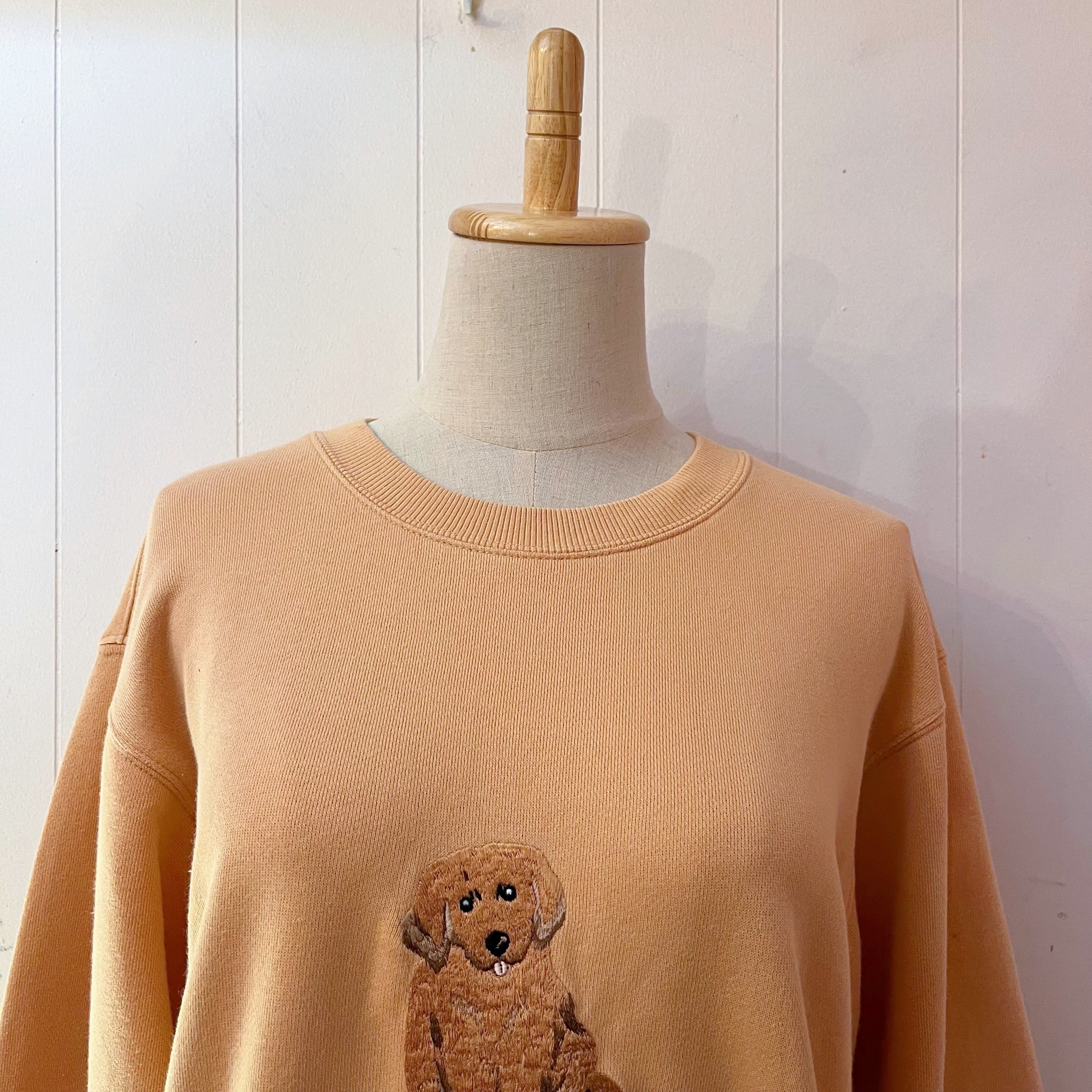 dog embroidery orange sweat