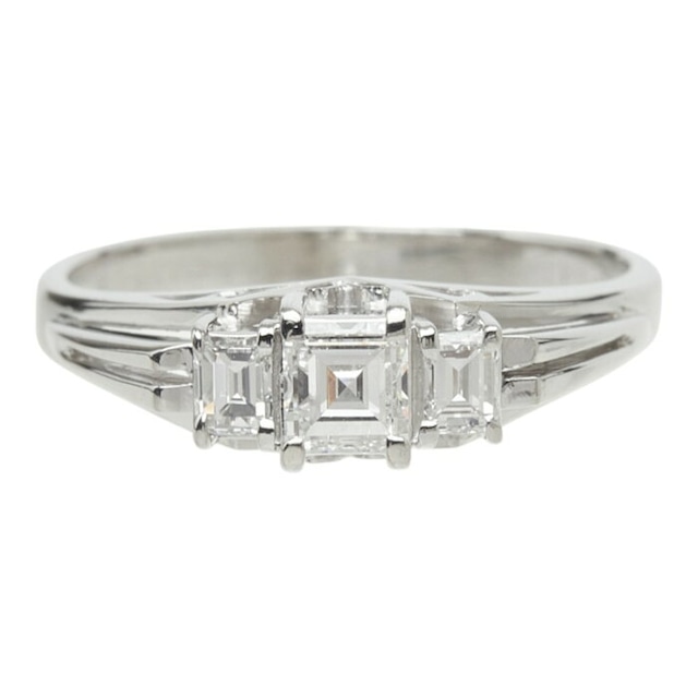 ダイヤモンド Pt900 プラチナ ダイヤ0.36ct ダイヤ0.20ct デザインリング リング 指輪 レディース 14.5号 中古