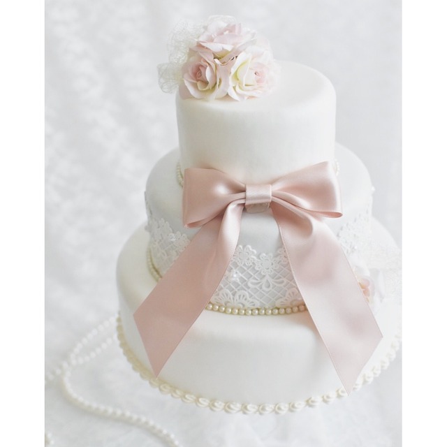 wedding lace ribbon (gray × pink)