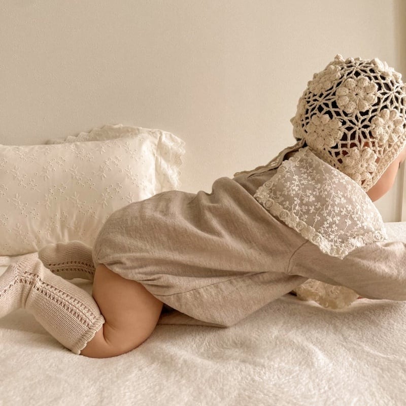 【BABY】韓国風 可愛いレース長袖ロンパース