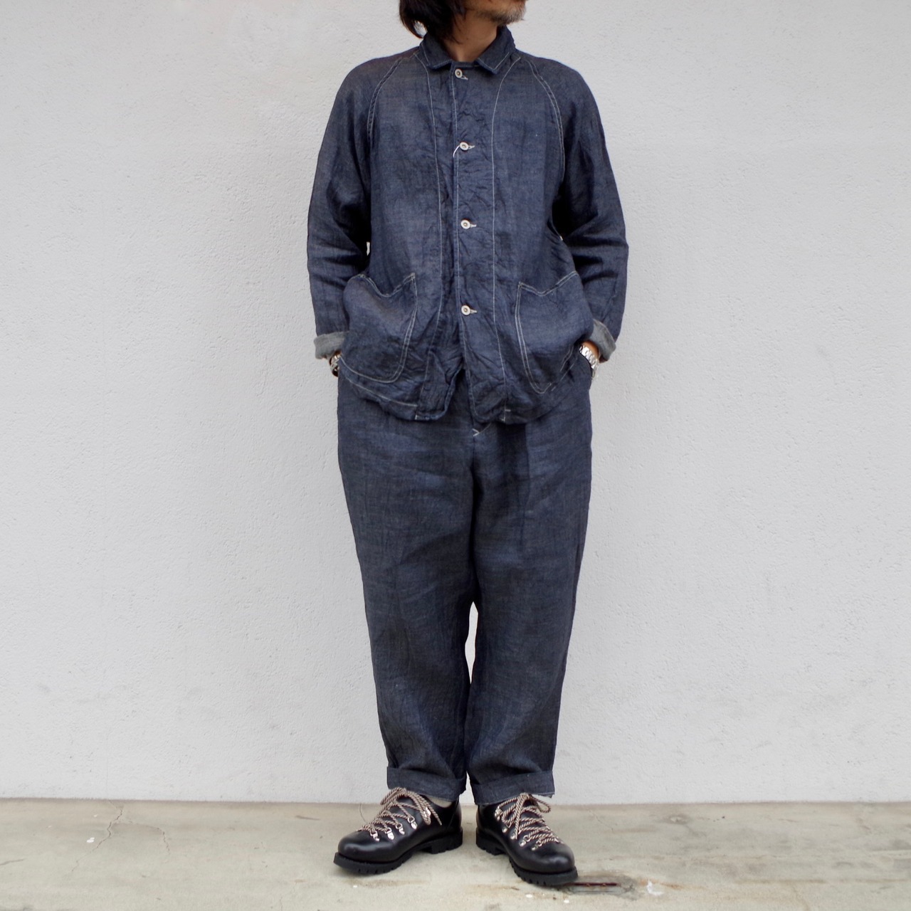 SAGE DE CRET   9/10 Length One -tuck Wide Pants "Linen Denim"