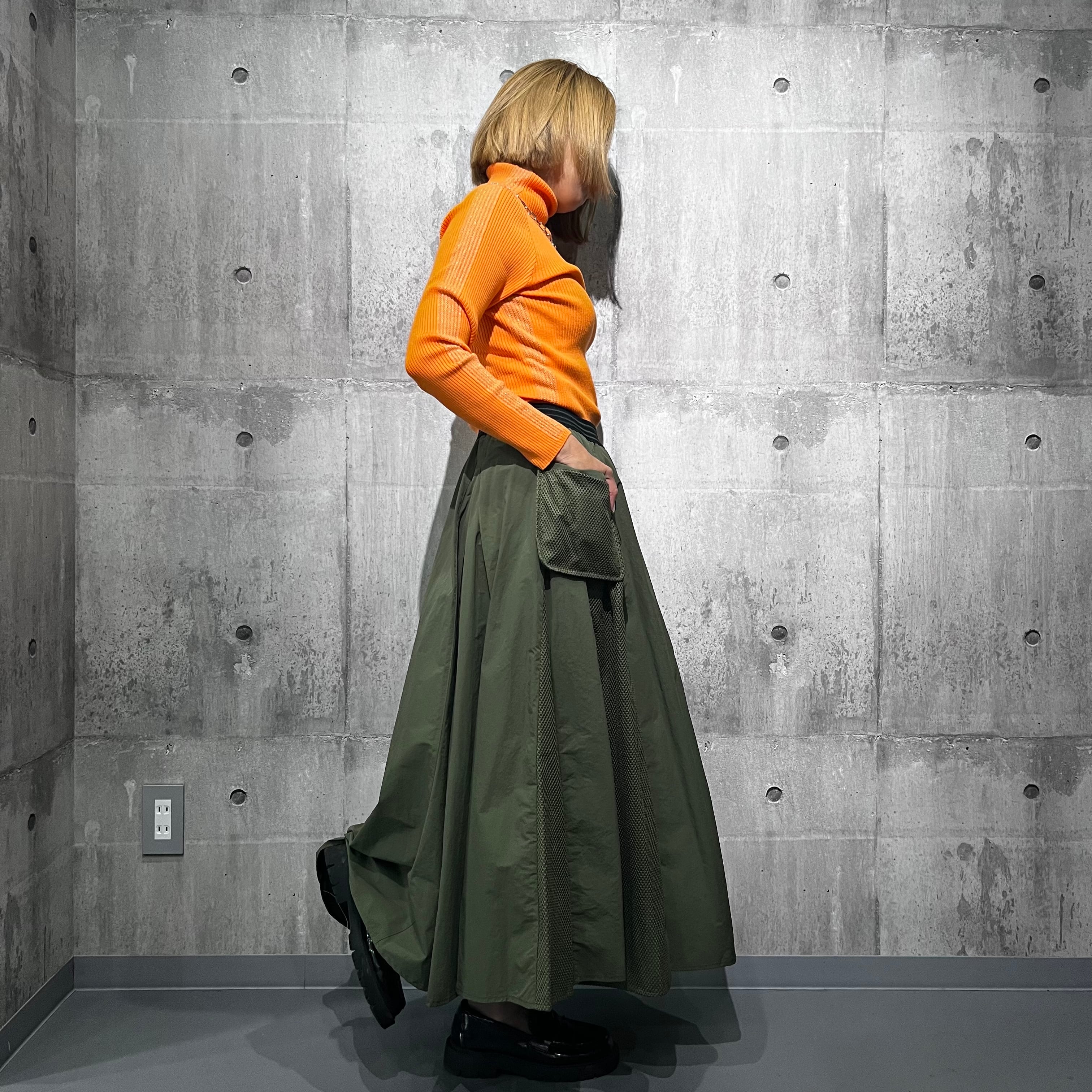 MONCLER フレア メッシュ GONKA ナイロン スカート 38 C99380