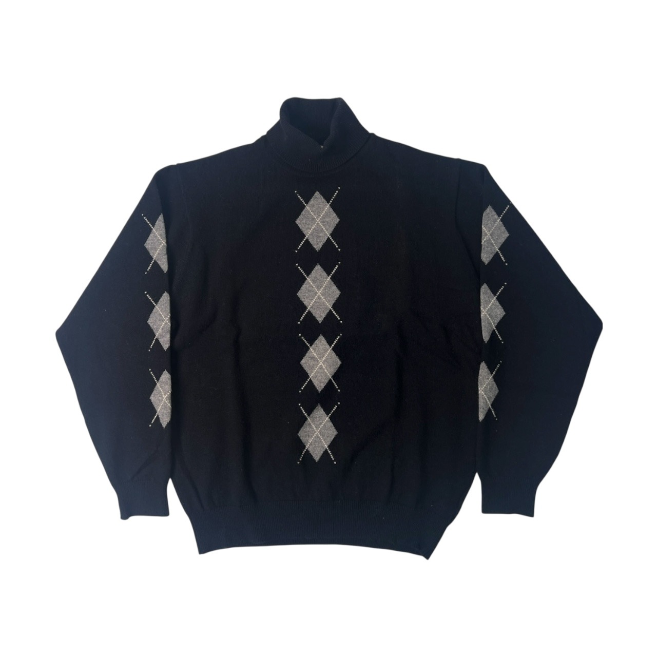 Karl Helmut カールヘルム アーガイル ラムウール タートルネック セーター ブラック