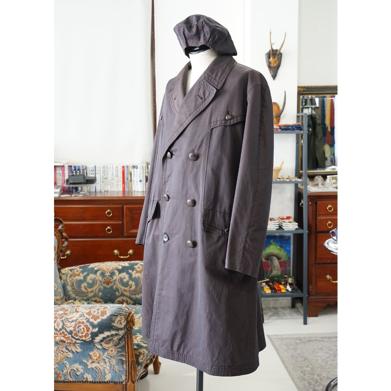 OLMAK 50〜60年代 フランネルライニング ダブルブレスト コットンコート(実寸M〜L相当)|NA426