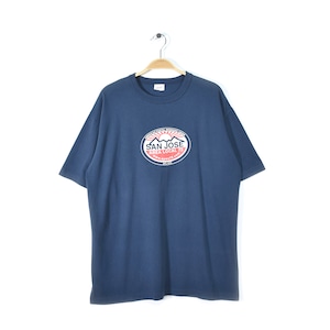 90s PLAINS USA製 Ｔシャツ 3段プリント 郵便局 紺 SAN JOSE AREA LOCAL 73 サイズXL 古着 @BZ0224