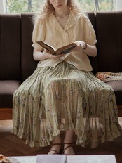 Roseraie Tiered Pleated Skirt F0689