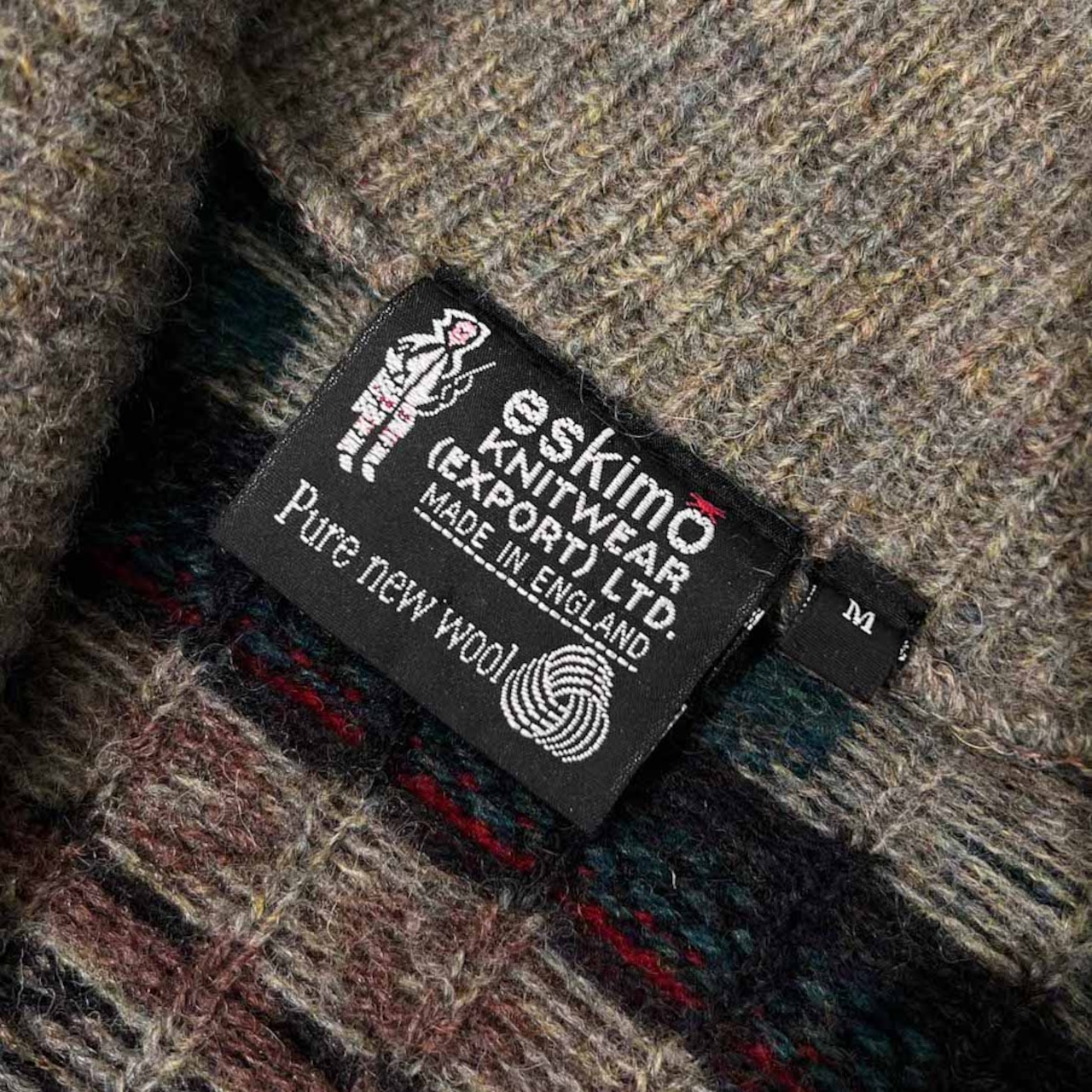 英国製 イングランド製 エスキモー eskimo KNITWEAR ショールカラー ネイティブ ウールニット ダブル カーディガン M /ビンテージ