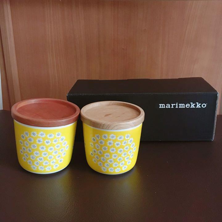 【廃盤】marimekko マリメッコ プケッティ ラテマグ2個 黄 蓋付き