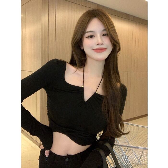 トップス レディースサマースリムブラックTシャツ シャツ ショート ロング ストリート 夏物 ガールズファッション83630586133