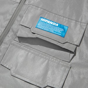 SALE 送料無料【HIPANDA ハイパンダ】メンズ ブルゾン MEN'S REFLECTIVE MATERIAL HOODED BLOUSON / GRAY