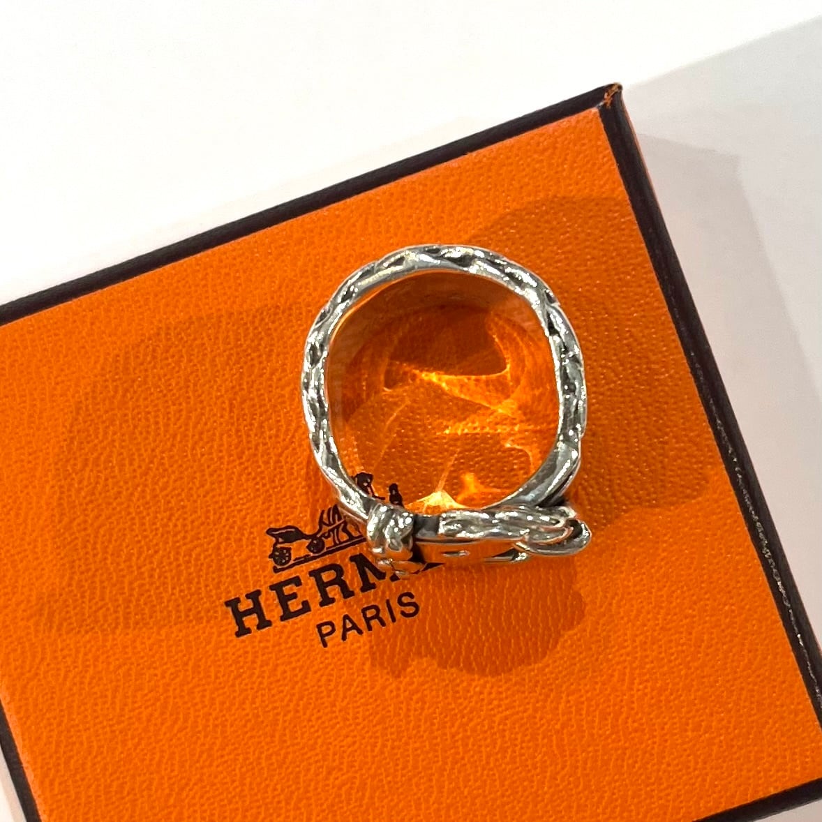 希少サイズ【HERMES】【14.5号54】2463 Diane Ringベルト リング