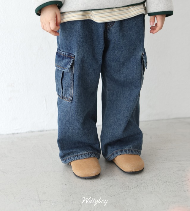 【取寄】witty boy｜natural cargo bonded denim pants｜ナチュラルカーゴボンディングデニムパンツ｜5-21｜kids&jr｜25 winter