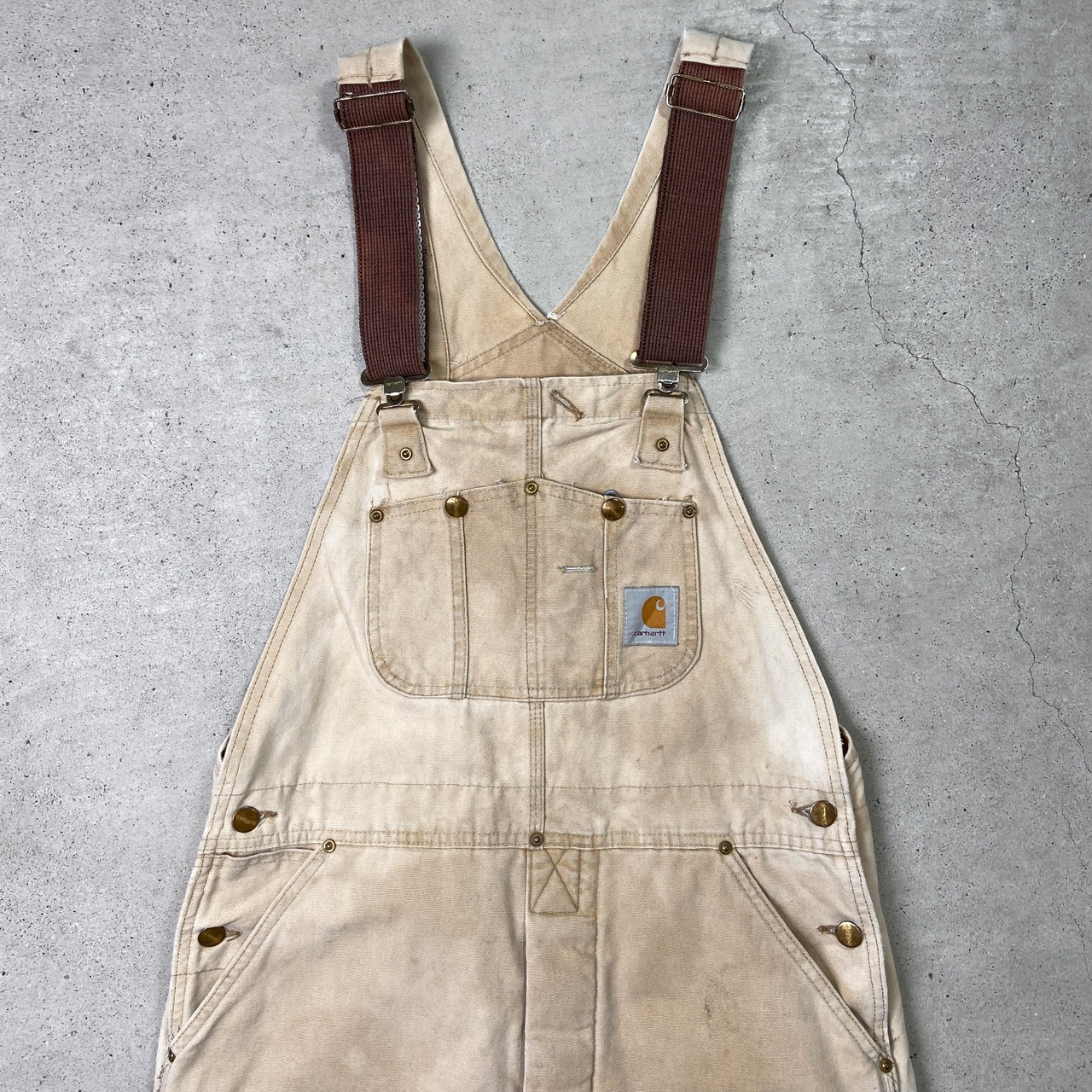 80年代 Carhartt カーハート ダック地 オーバーオール ダブルニー 裏地 
