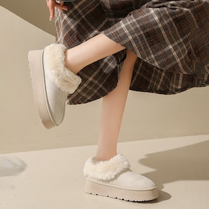 厚底 ムートンブーツ レディース 秋冬 韓国 防寒 保温 暖かい もこもこ 大人 かわいい 履きやすい 裏起毛 フェイクファー きれいめ カジュアル 大人可愛い 大人女子