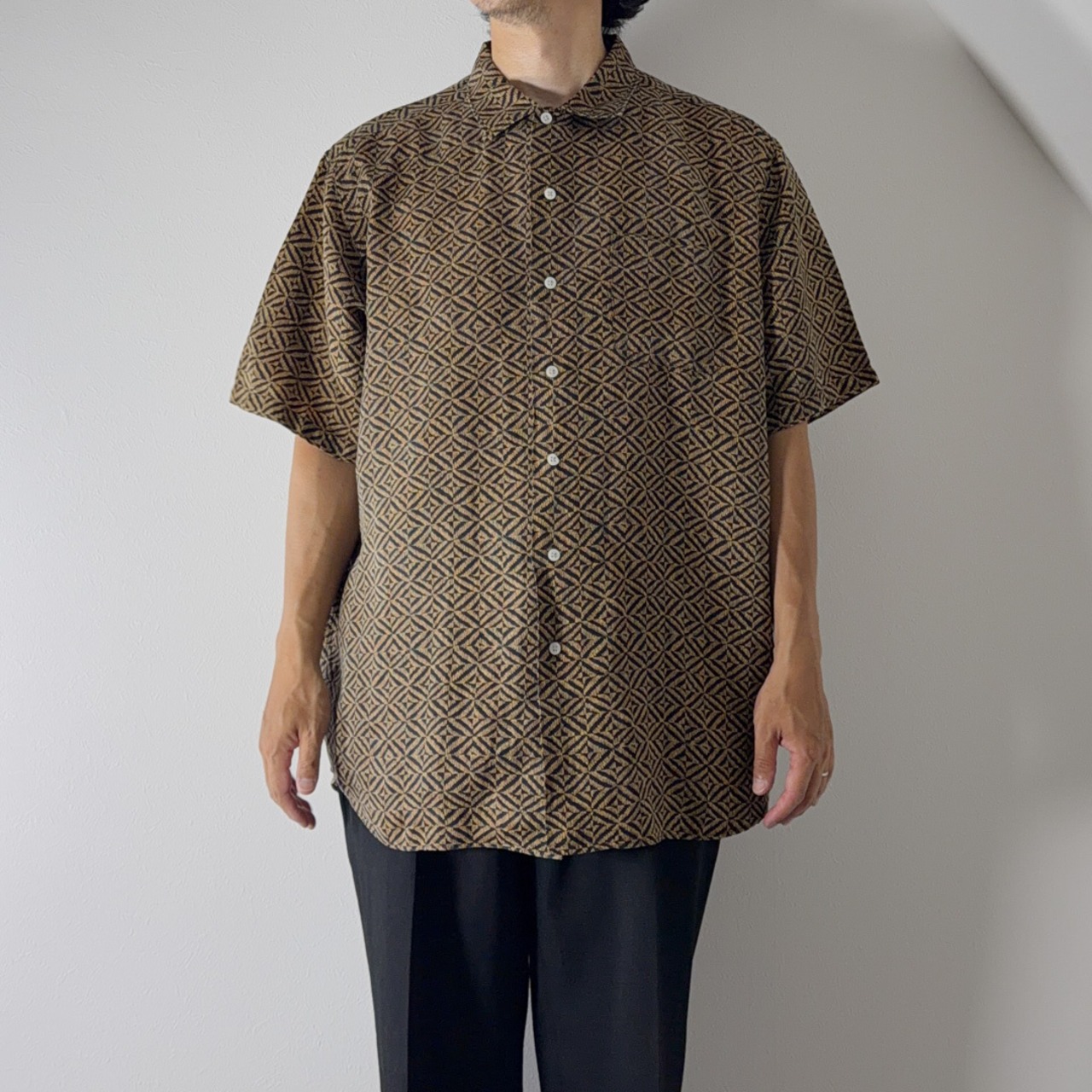 Polo by Ralph Lauren "BONNARD"  Silk Linen shirt geometric [XL] 古着 - 12