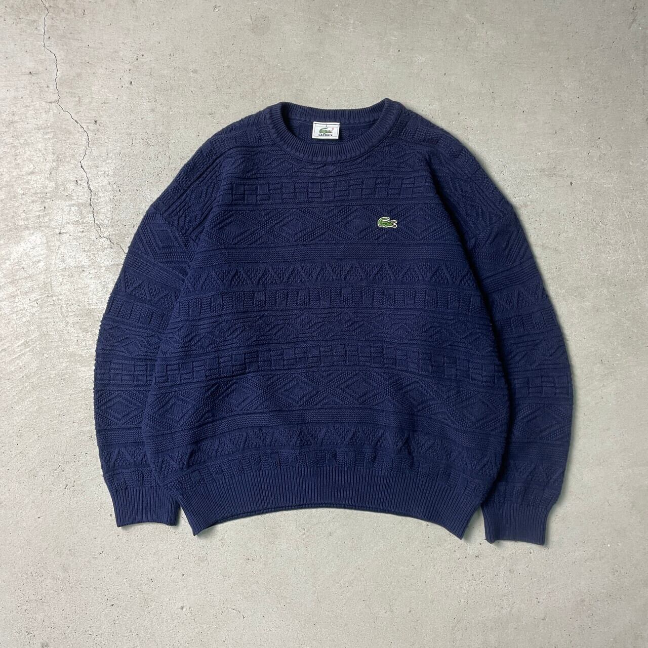 LACOSTE ラコステ ニットセーター メンズM相当 レディース 古着 ヴィンテージ VINTAGE ナス紺 ネイビー 紺色  【ニットセーター】/ネイビー | cave 古着屋【公式】古着通販サイト