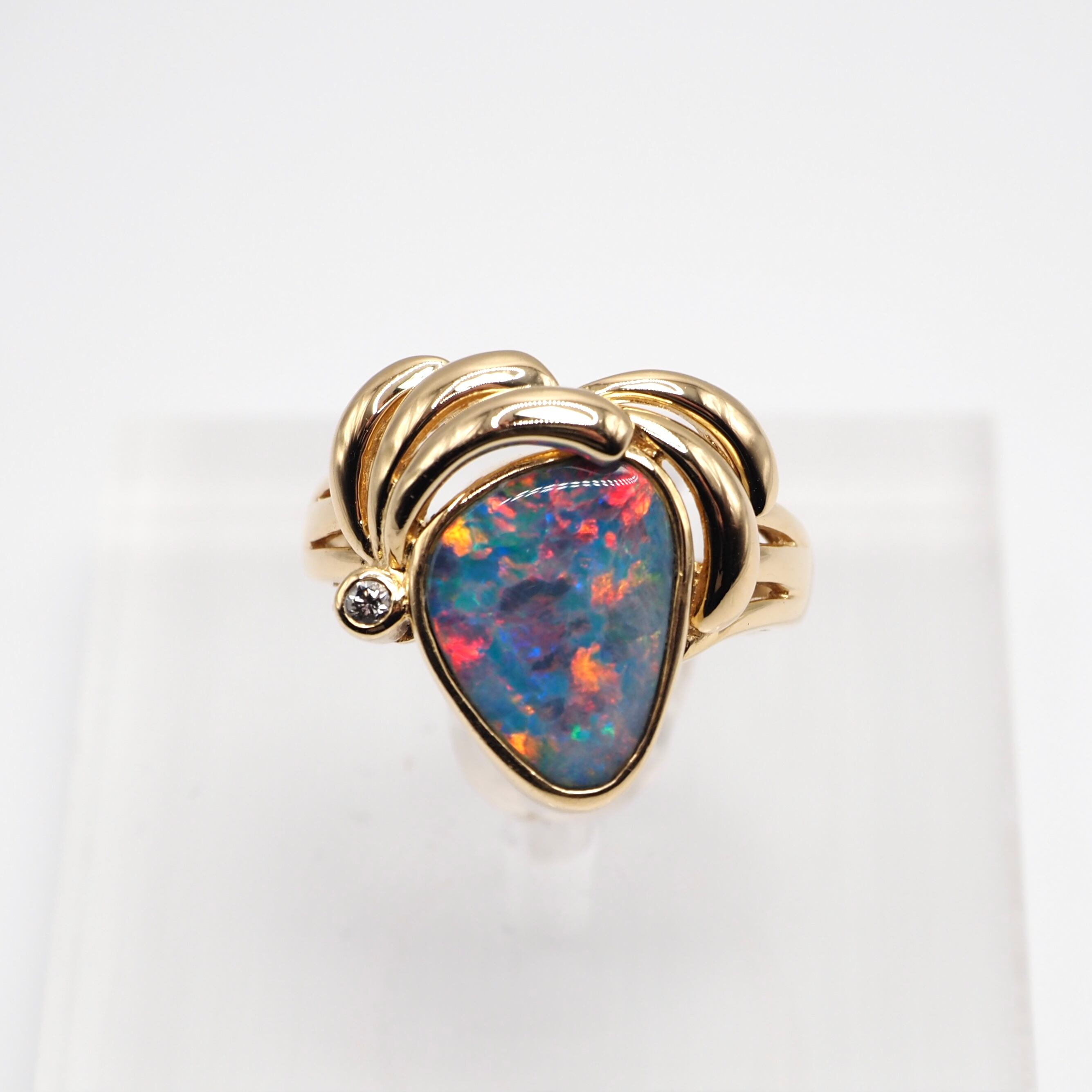 K18 オパール ダイヤモンド リング 約11号