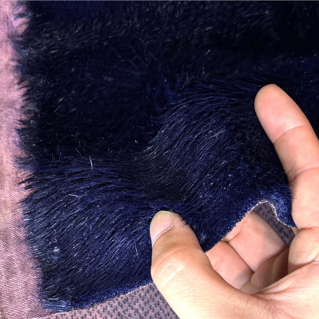 ★TC679◆2m◆アクリル混剛毛エコファー生地◆ネイビー