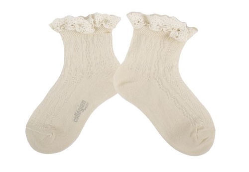 Collegien - Annette - Lightweight Pointelle Socks with Lace Frill / Doux Agneaux
