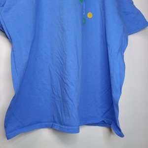 ギルダン　クルーネック　プリントTシャツ　オーバーサイズ　くすみブルー　2XL