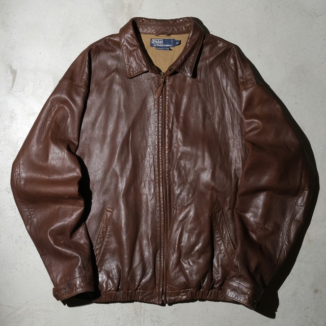 90's Polo by Ralph Lauren leather drizzler jacket[XL]