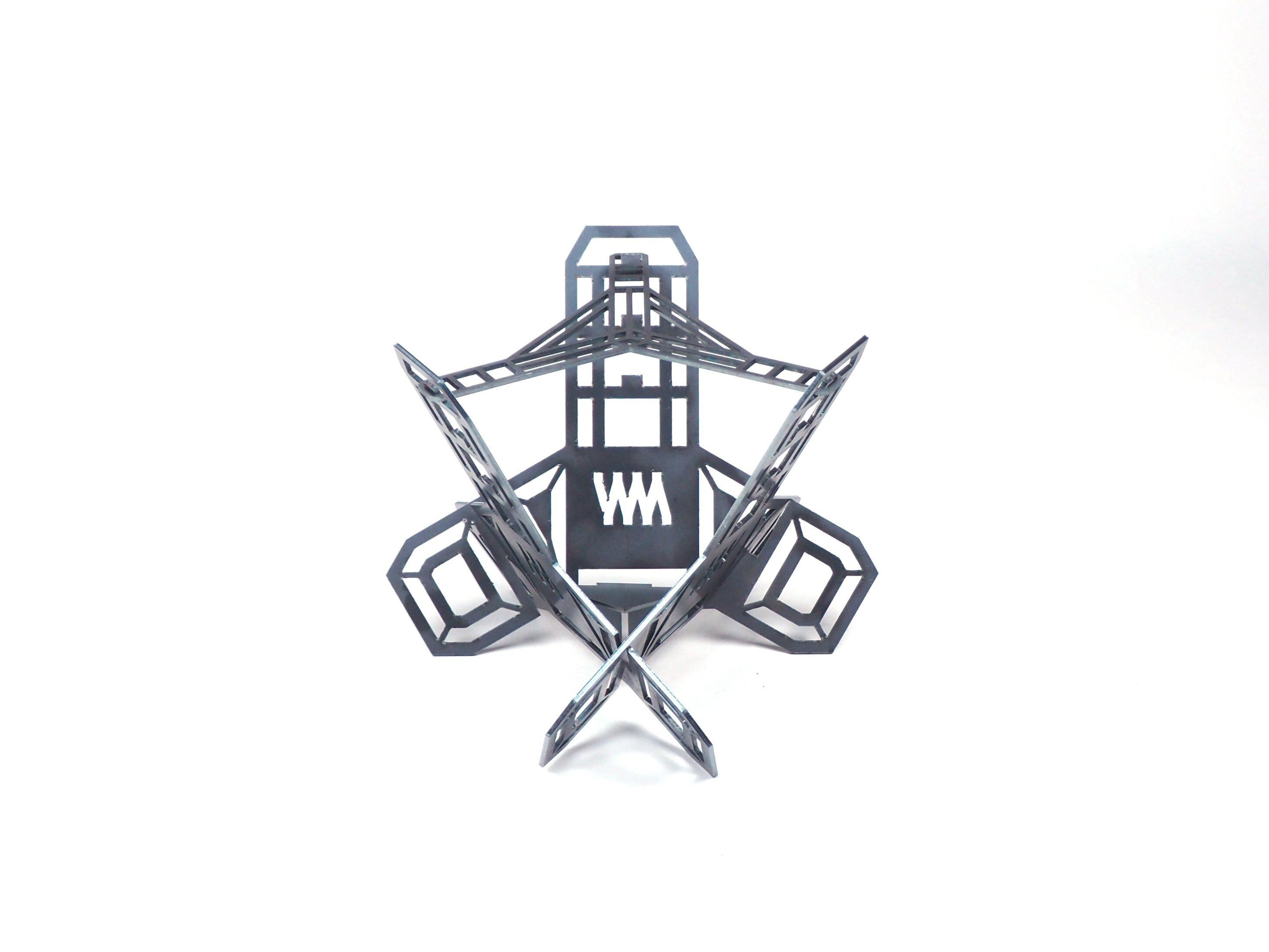 ミタリワークス　タキビ スタンド ＋トップテーブル トライアングル Sサイズ ワイルドな見た目の焚き火台！？ミタリワークス【タキビスタンド