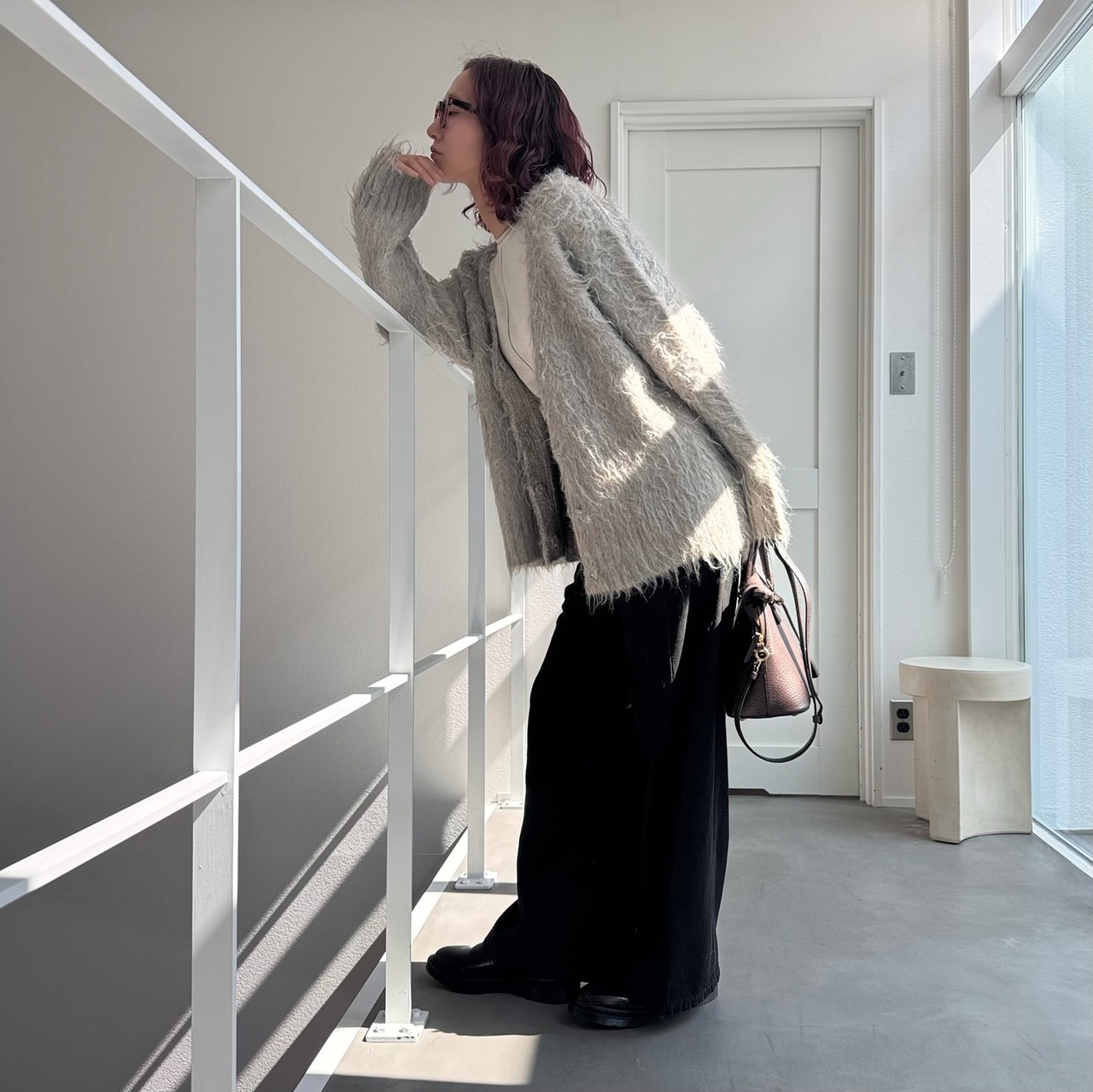 切替ワイドデニムPT/ブラック