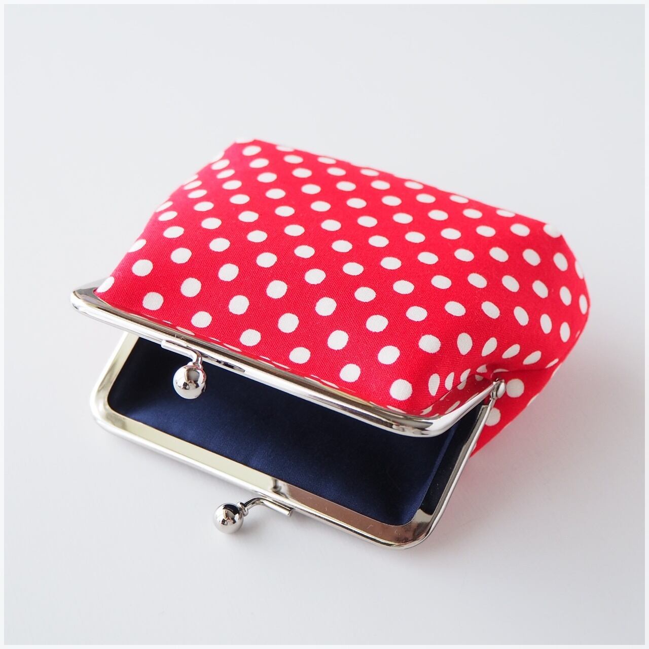 □がま口ポーチ / カラフルドット□ petit (coldot) | handmade bag peana.
