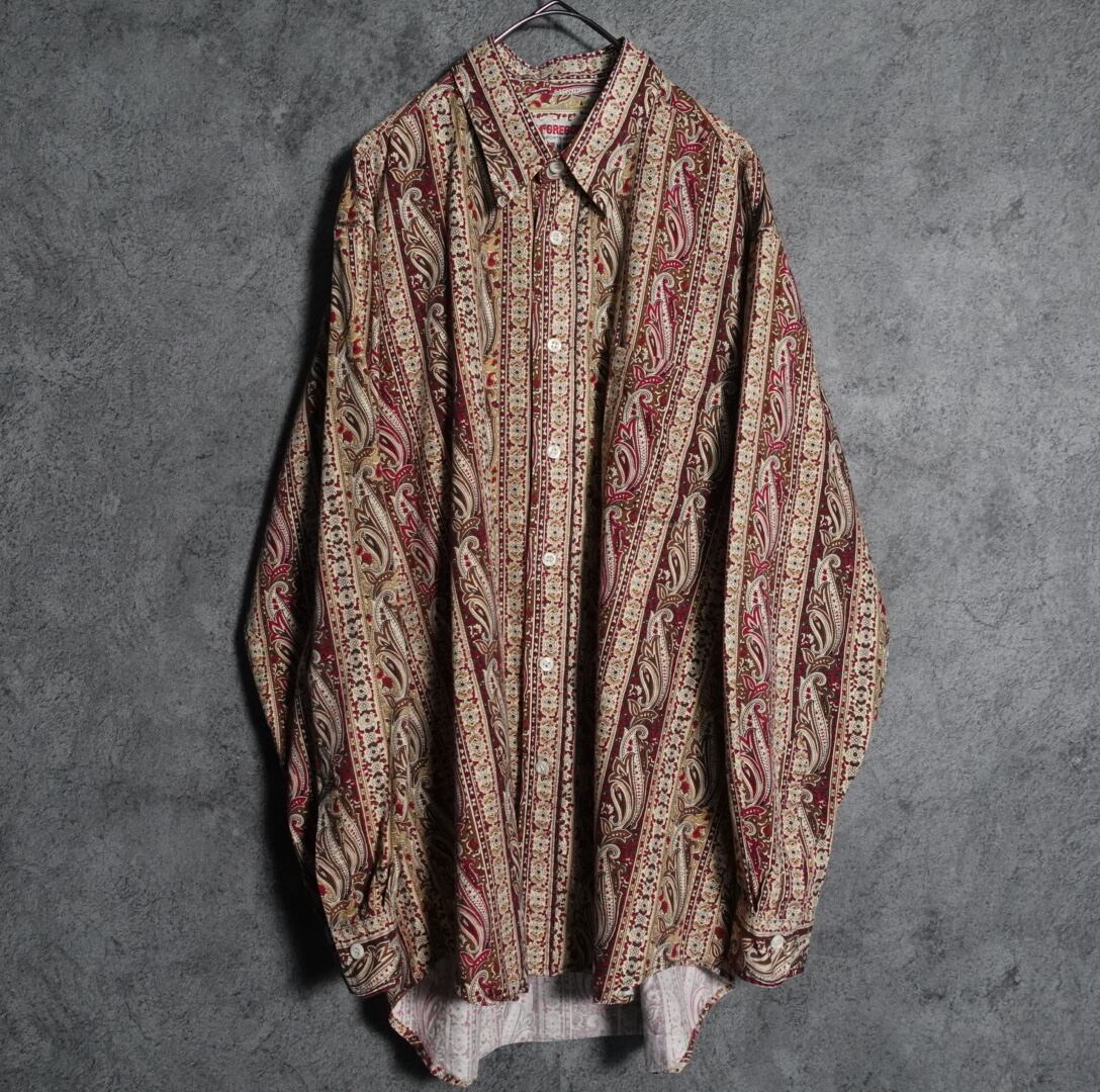 "MCGREGOR" paisley & flower striped shirt