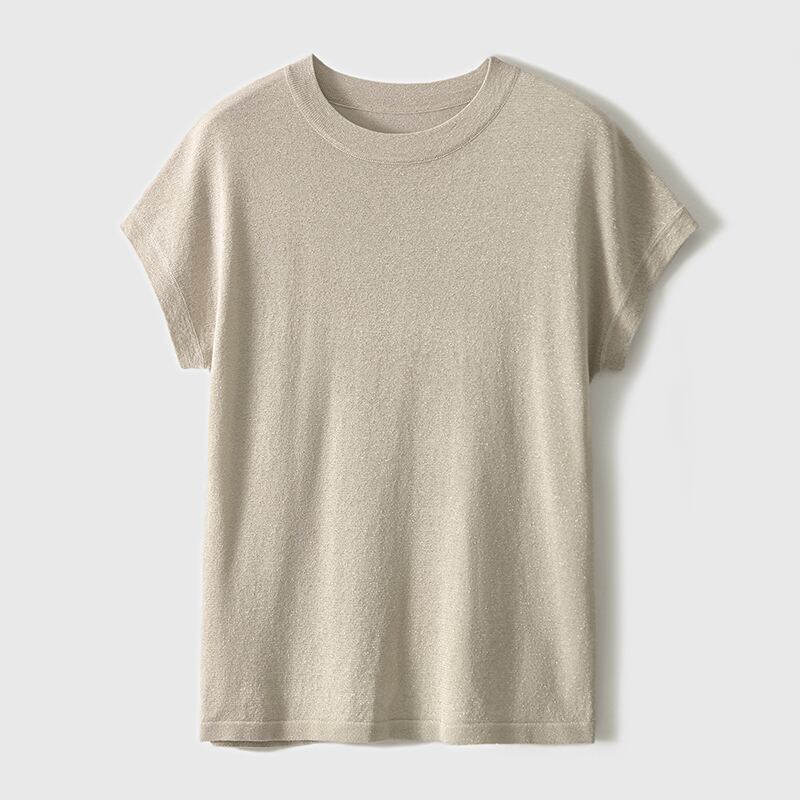 送料無料 基本 Tシャツ 2023 夏服ニットトップ女性薄型半袖 Tシャツ O ...