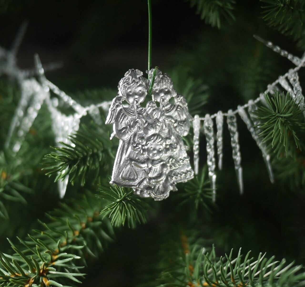 錫の飾り 少女と笛吹き天使 ドイツ