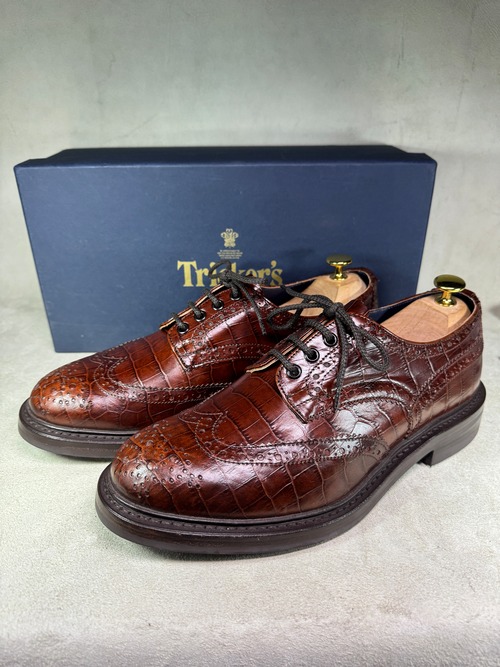 デッドストック Tricker's トリッカーズ Bourton バートン クロコ型押し UK9 27.5cm 箱付