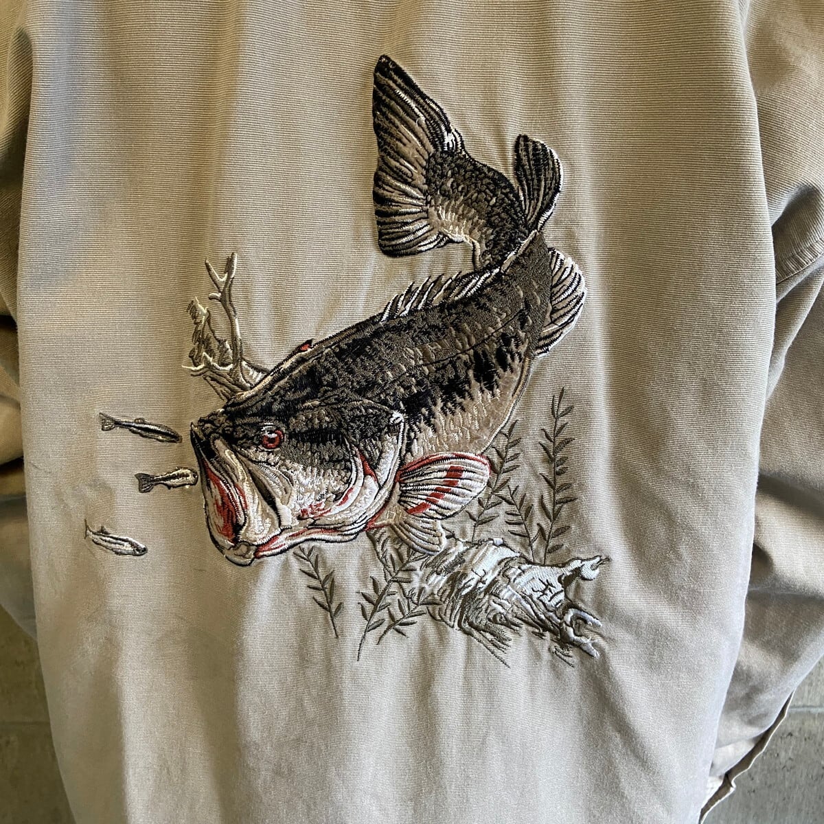 90's 総柄シャツ ブラックバス柄 バス釣り柄 ビッグシルエット