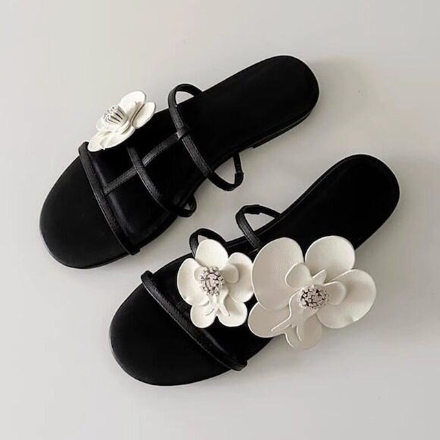 Big flower flat sandals　M878