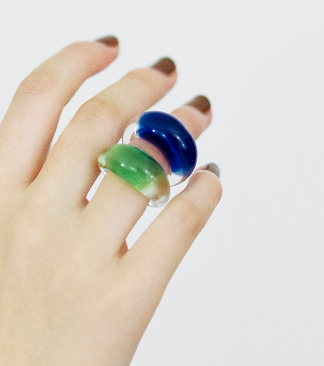 BLUE COLOR GRADIENT GLASS RING ブルー