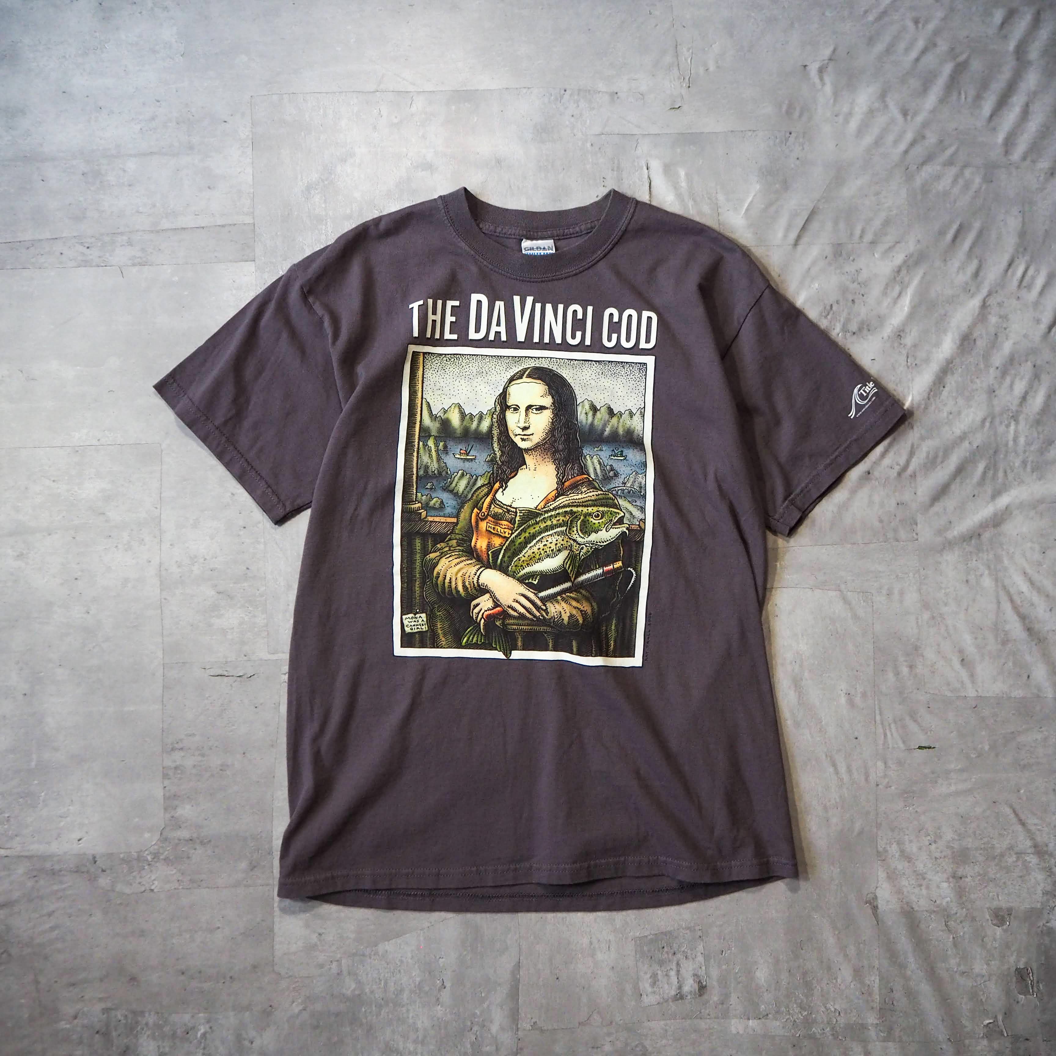 00s “ The Da Vinci Cod” parody tee 2000年代 ダヴィンチコード パロディ tシャツ 墨黒モナリザ