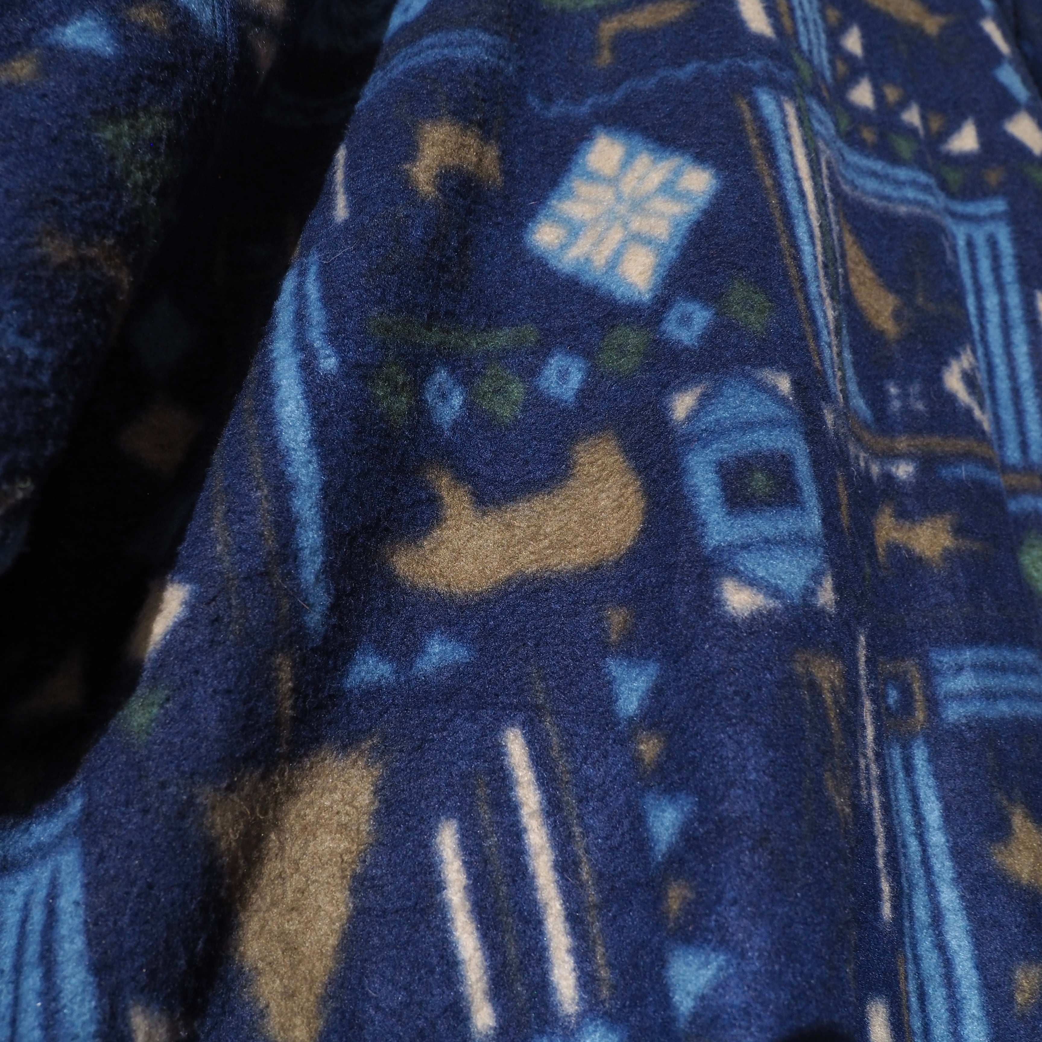 ” Northen isles” Nordic art pattern design vintage loose silhouette fleece jacket