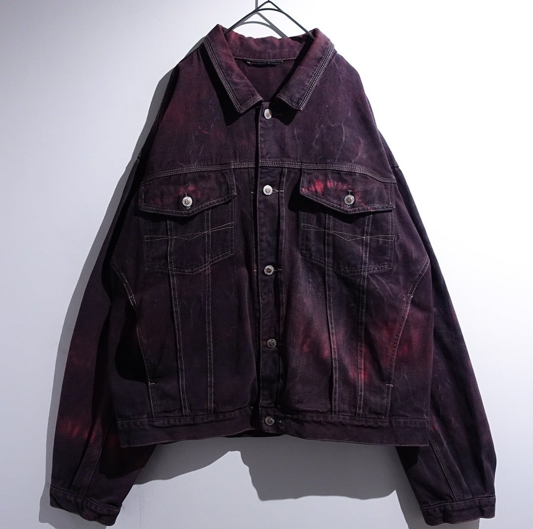 EURO Faded Wine Red Denim Trucker Jacket