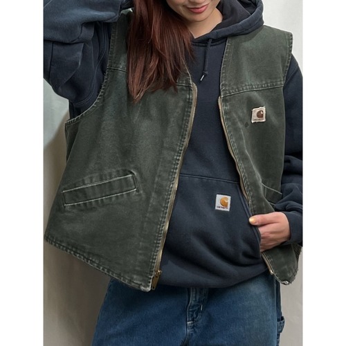 USA Carhartt　雰囲気系　ダック　裏地ボア　ベスト　XL