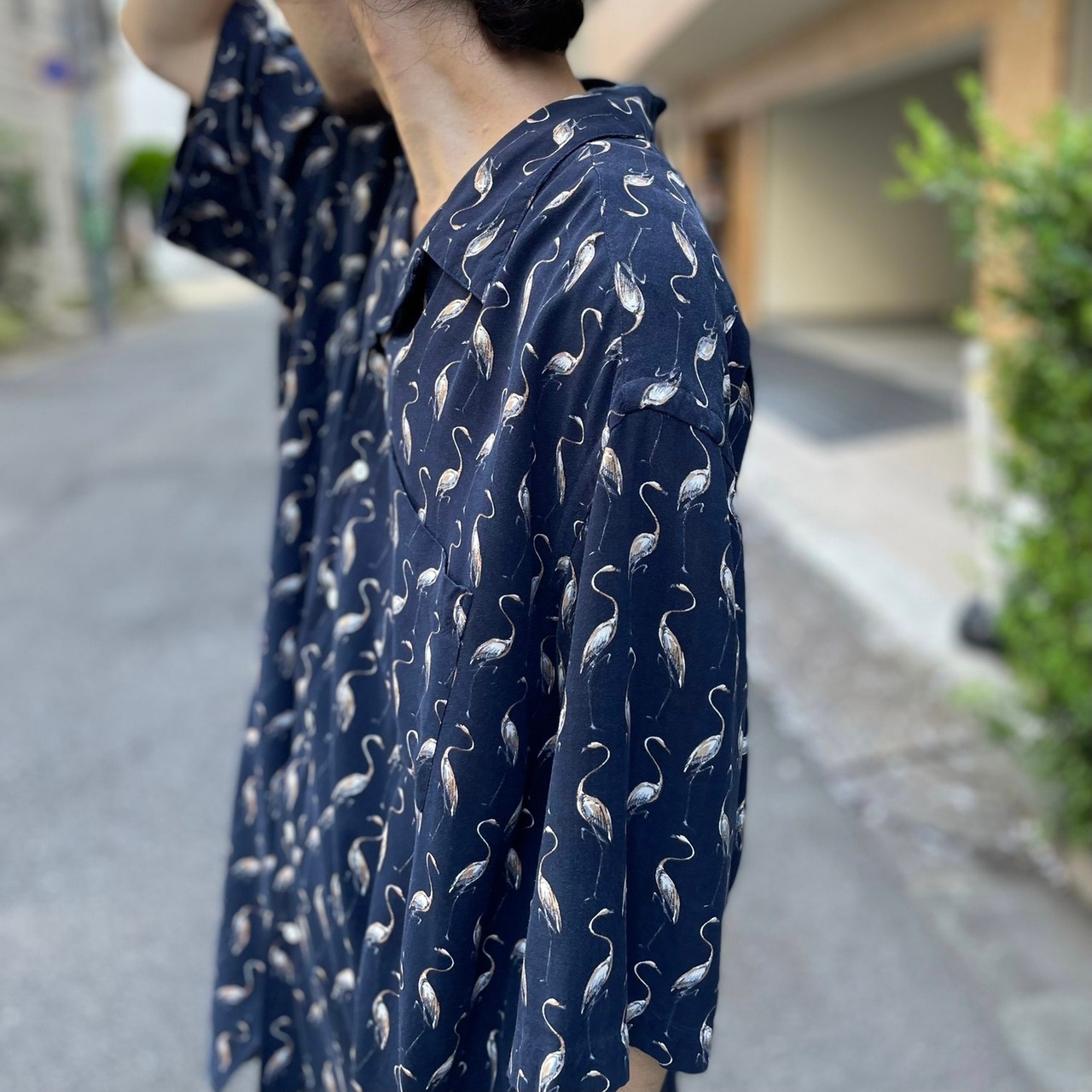 Polo by Ralph Lauren S/S 100%レーヨン フラミンゴ 総柄オープン 