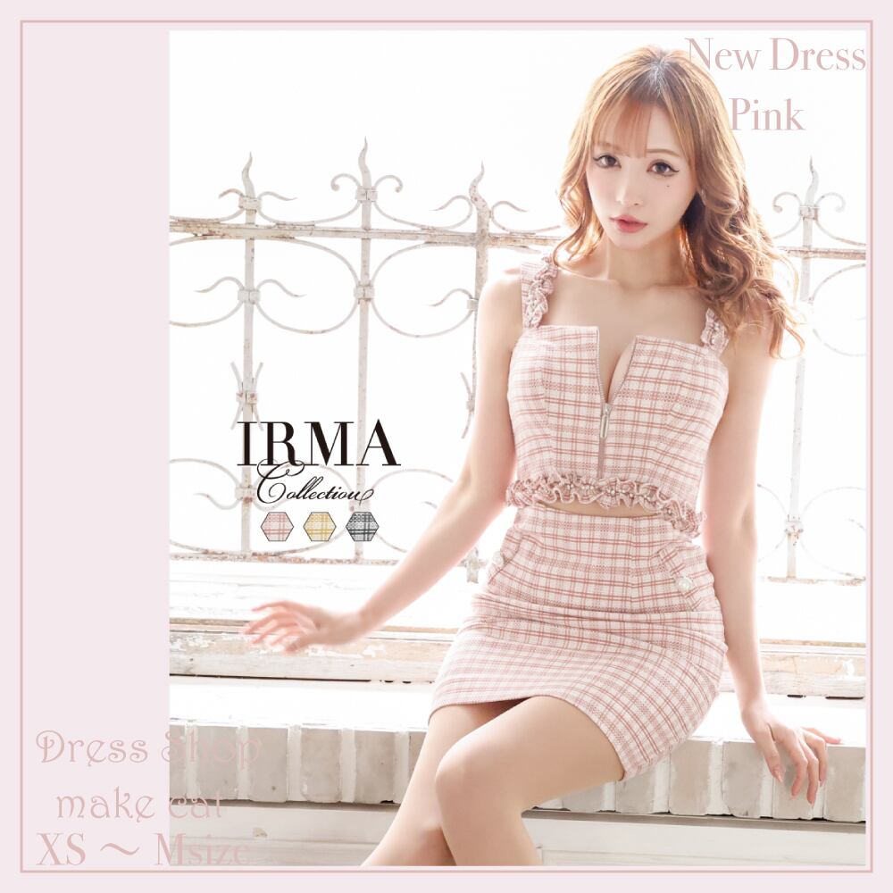 【IRMA JEAN MACLEAN】【即納】チェックツイード/フリル/OP【35860】【税込】