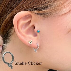 ワンタッチピアス 16G スネイクデザイン 蛇ピアス クリッカー 金属