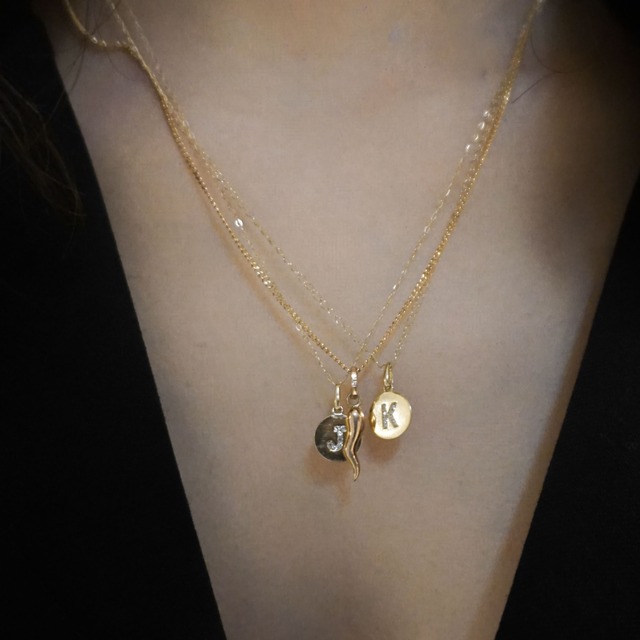 14K Initial Charm Necklace "K"