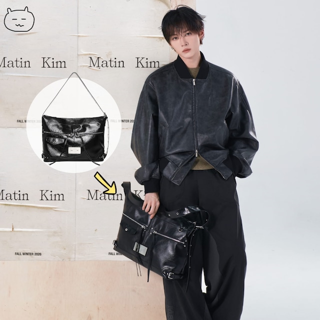 ★Stray Kids リノ 着用！【MATIN KIM】SIDE BUCKLE BIKER BIG BAG IN BLACK