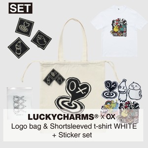 [LKCS] (SET) LUCKYCHARMS x OX. Logo bag + Punch drunk T shirts white 正規品 韓国ブランド 韓国ファッション 韓国代行 lucky charms パーカー ソ・イングク