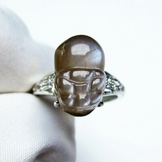 ムーンストーン 指輪 リング 貔貅（ひきゅう） 16号 一点物 メール便送料無料 [M便 1/20] 115-4382