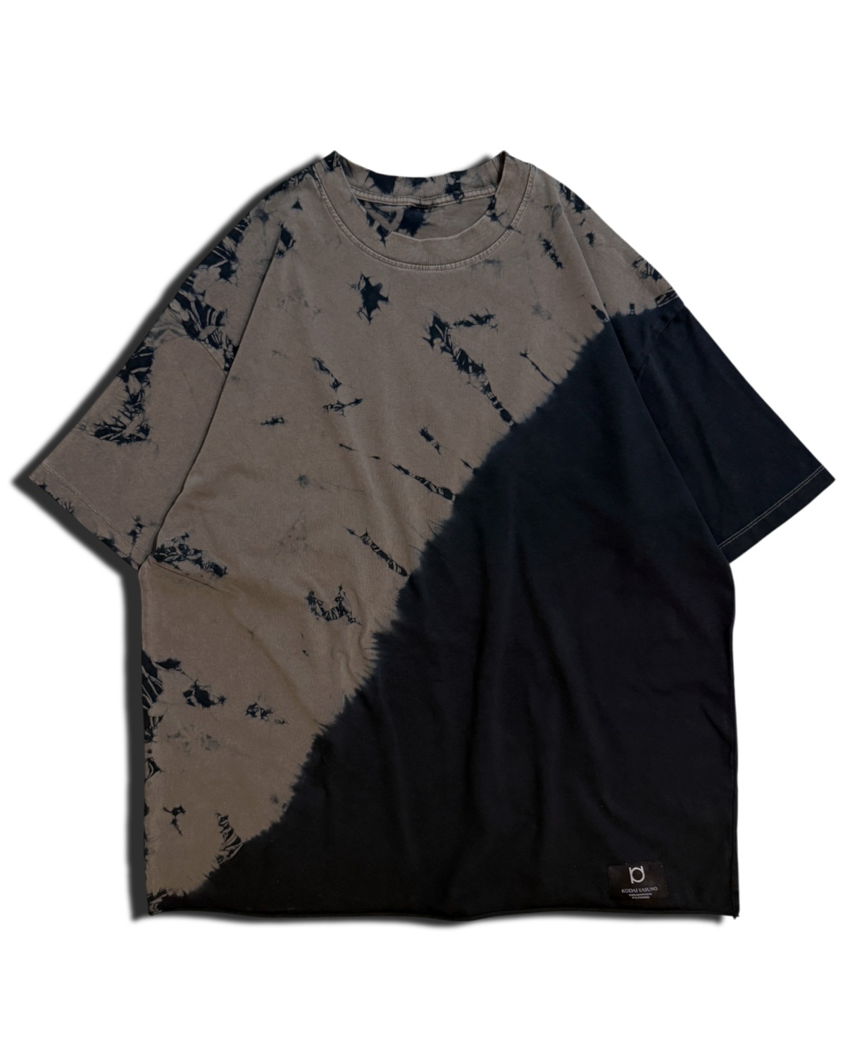 黒染め セットアップ可】黒染めタイダイビッグシルエット半袖Tシャツ カカオ60