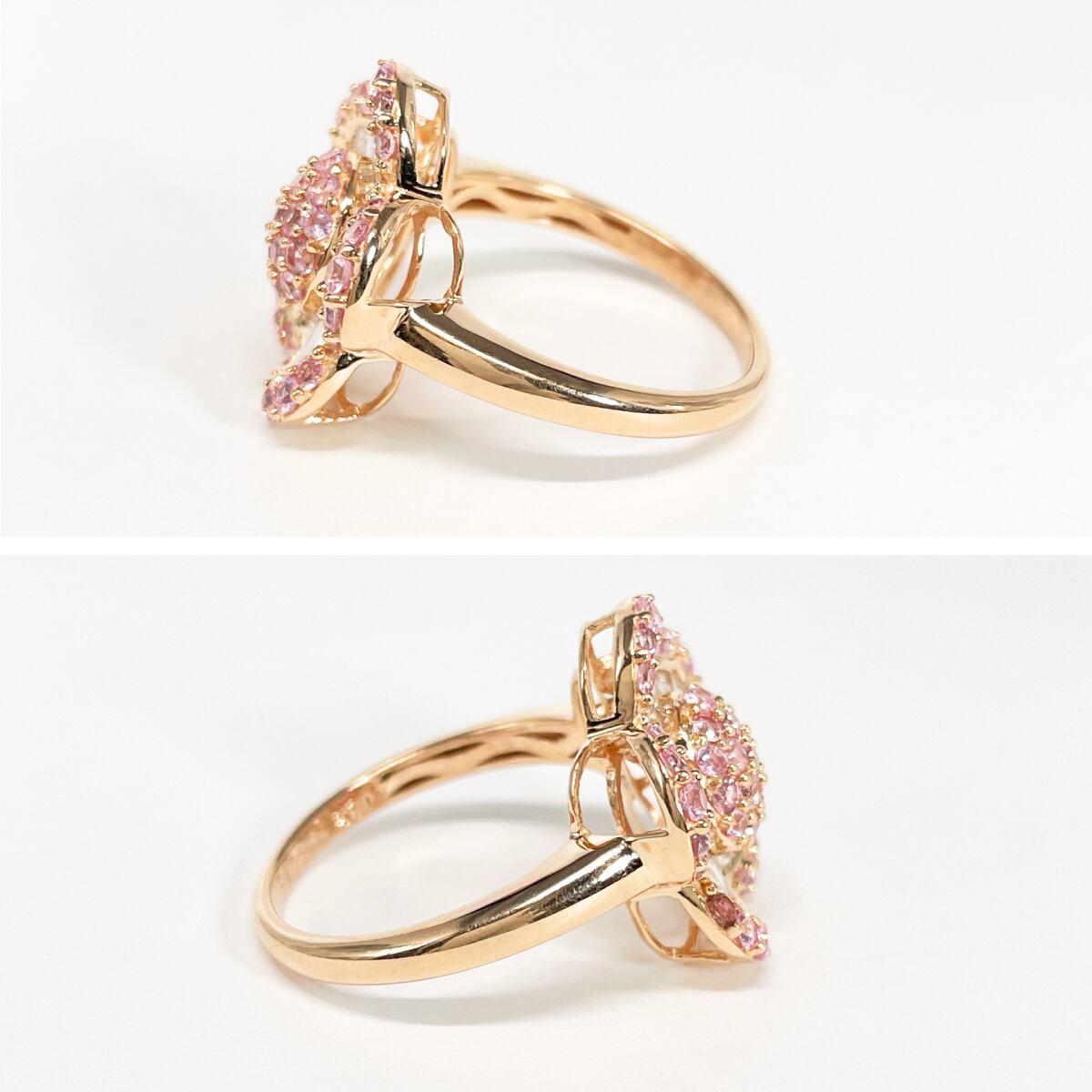 k18PG 天然 心地よかっ ピンク サファイア 0.75ct リング 